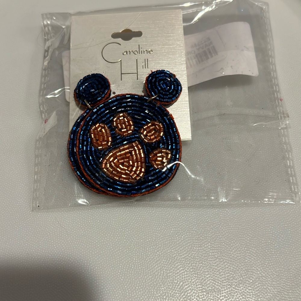 Blue and orange Beaded Earrings